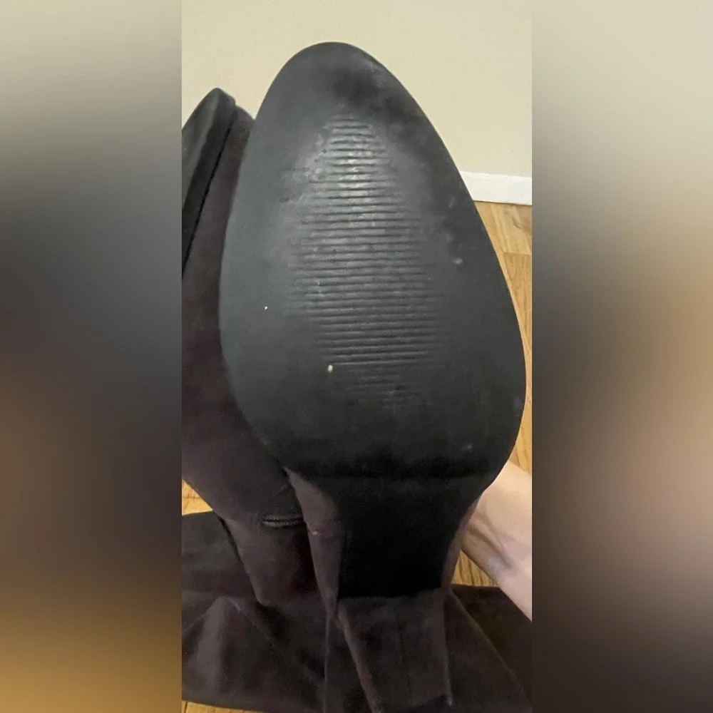 Catherine Malandrio Soft Brown Velvet Heel Boots, Knee Length Womens Size 10 - Picture 5 of 5